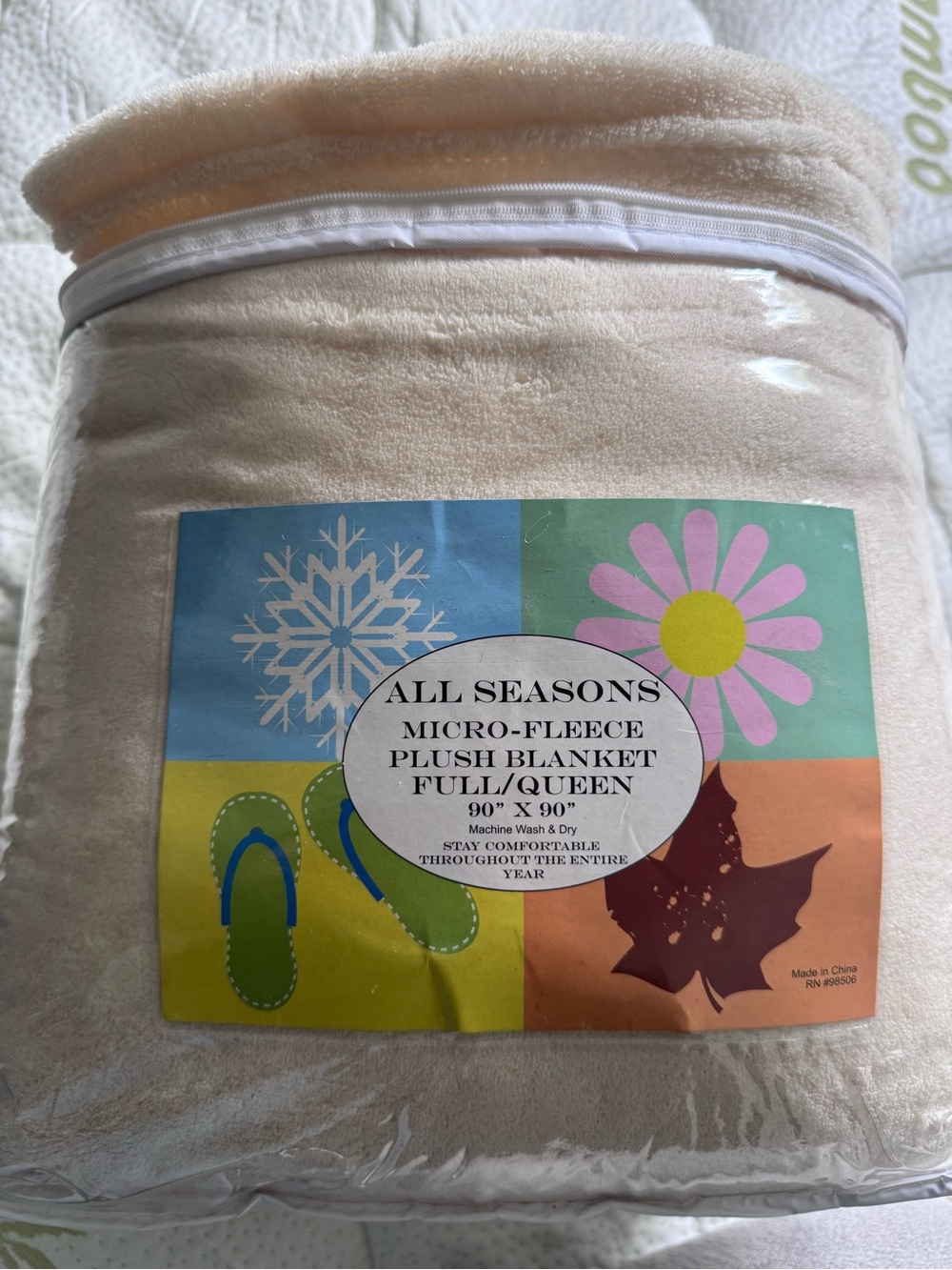 Micro-Fleece Plush Blanket - Cream (Full/Queen)